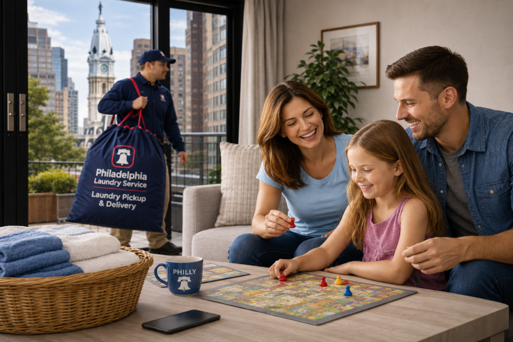 Philadelphia family receiving laundry service